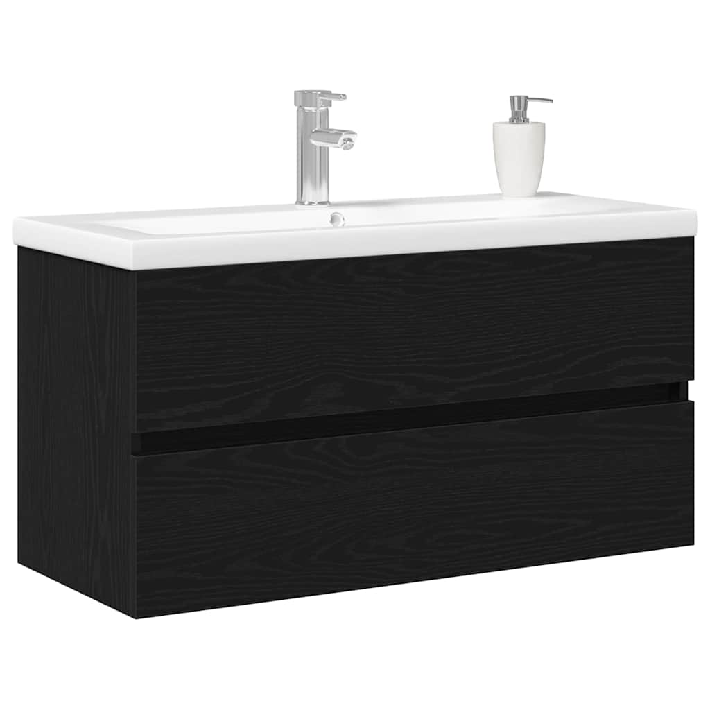 Armadio per Lavabo da Bagno Rovere Nero 80 x 39 x 62 cm