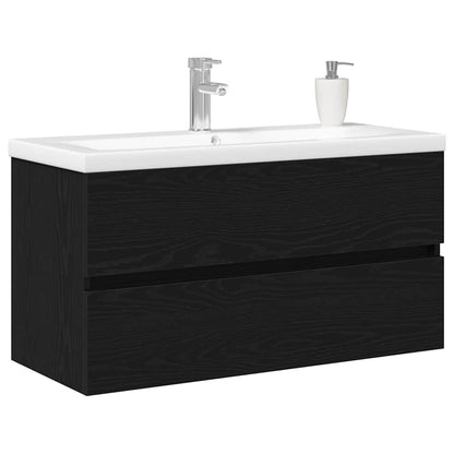Armadio per Lavabo da Bagno Rovere Nero 80 x 39 x 62 cm
