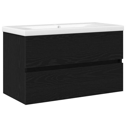 Armadio per Lavabo da Bagno Rovere Nero 80 x 39 x 62 cm