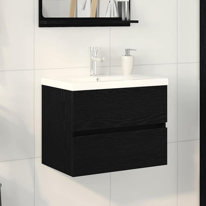 Armadio per Lavabo da Bagno Rovere Nero 80 x 39 x 62 cm