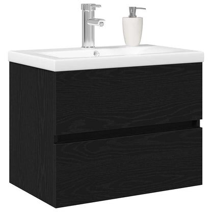 Armadio per Lavabo da Bagno Rovere Nero 80 x 39 x 62 cm