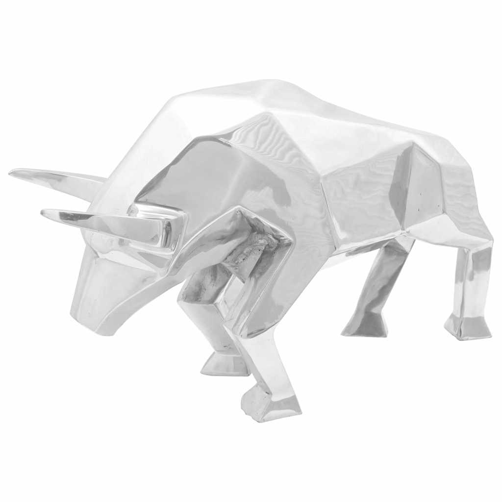 Scultura di toro Argento 74 x 23 x 39 cm Alluminio