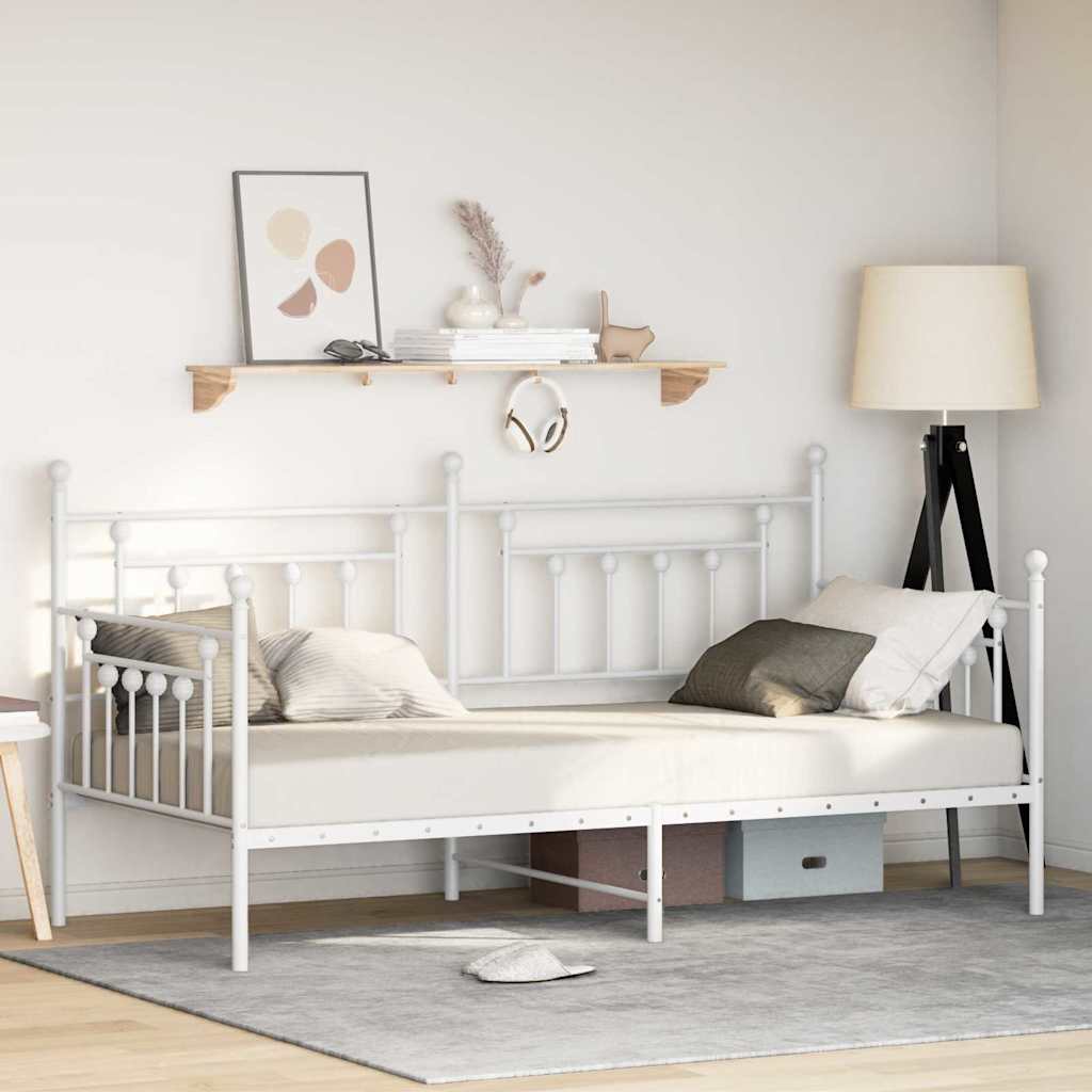 Struttura per letto di giorno Bianco 100 x 190 cm Acciaio