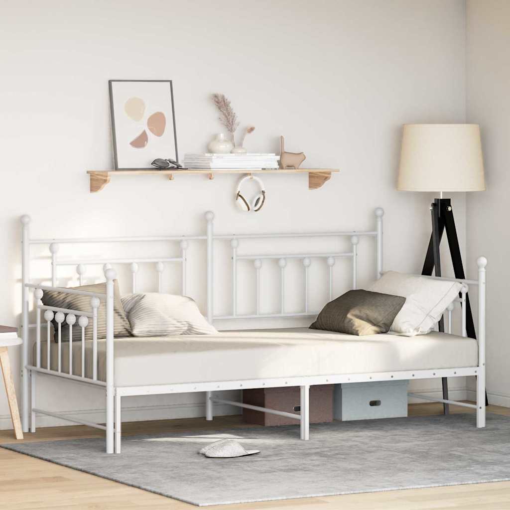 Struttura per letto di giorno Bianco 100 x 200 cm Acciaio