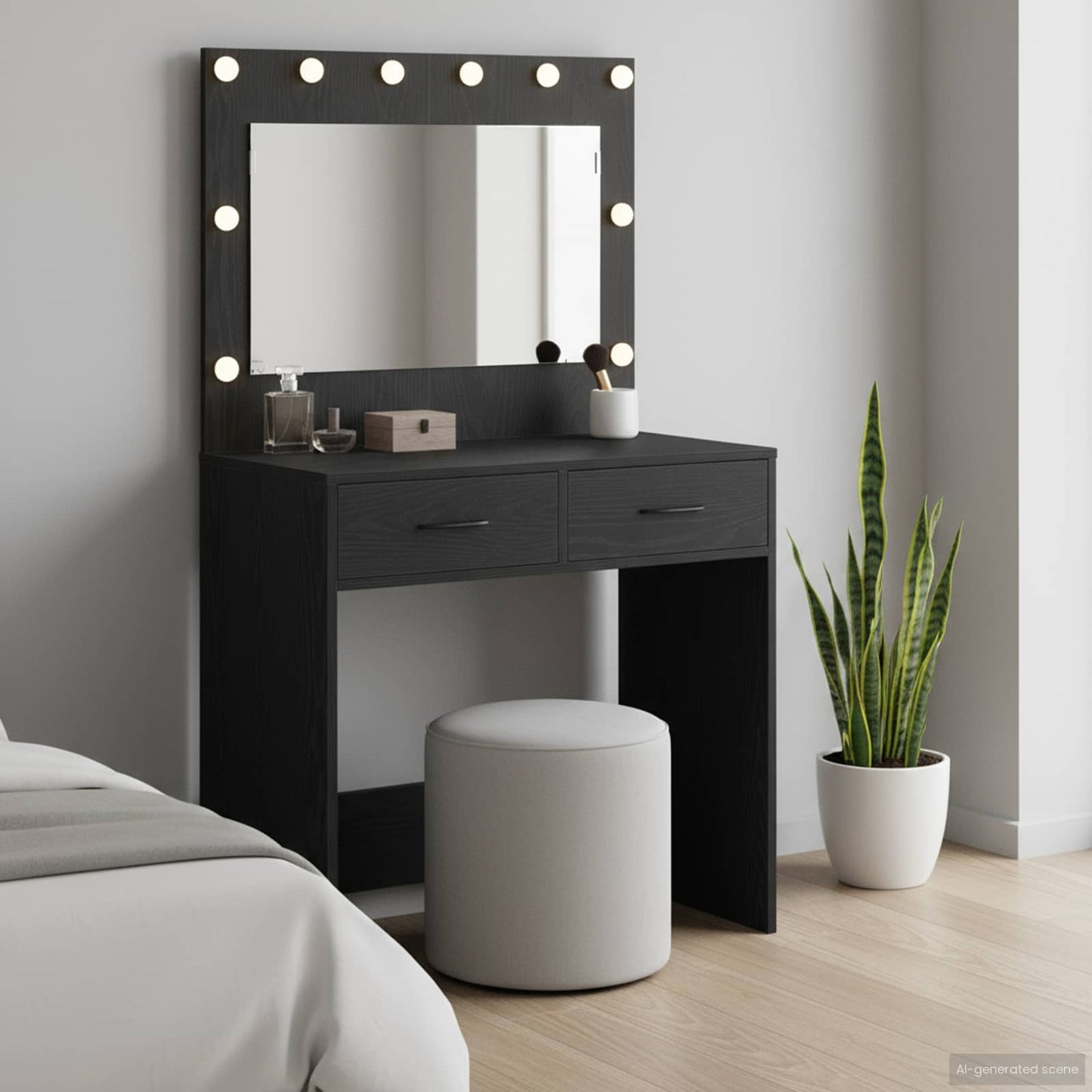 Tavolo da Trucco con cassetto Rovere Nero 78,5 x 41 x 135 cm