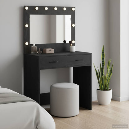 Tavolo da Trucco con cassetto Rovere Nero 78,5 x 41 x 135 cm