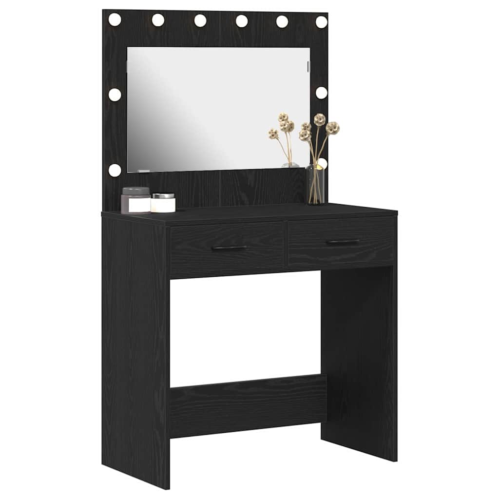 Tavolo da Trucco con cassetto Rovere Nero 78,5 x 41 x 135 cm