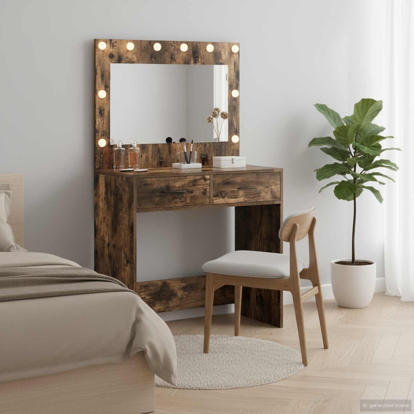 Tavolo da Trucco con cassetto Rovere fumÃ© 78,5 x 41 x 135 cm
