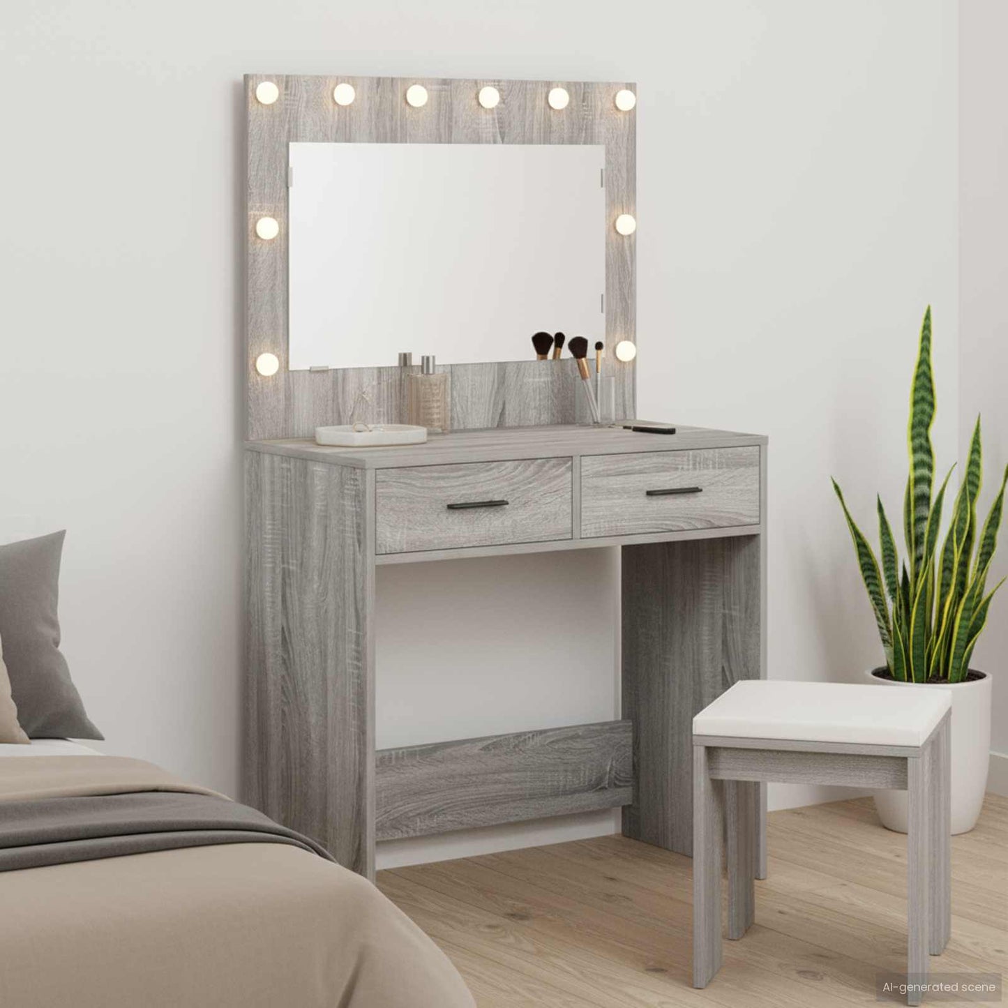 Tavolo da Trucco con cassetto Grigio Sonoma 78,5 x 41 x 135 cm