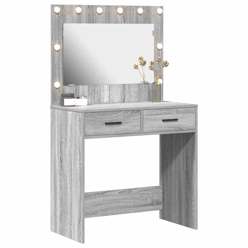 Tavolo da Trucco con cassetto Grigio Sonoma 78,5 x 41 x 135 cm