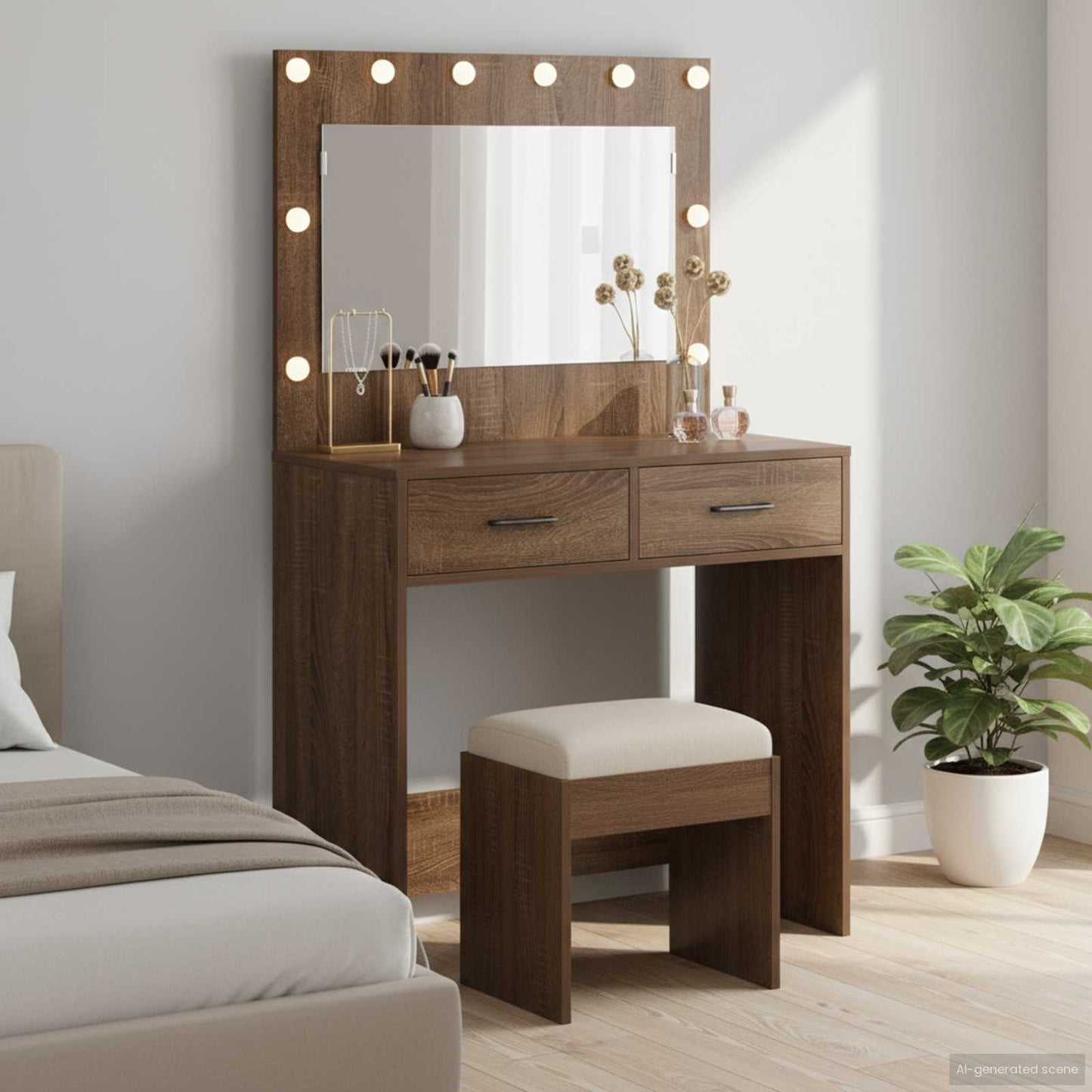 Tavolo da Trucco con cassetto Rovere Marrone 78,5 x 41 x 135 cm