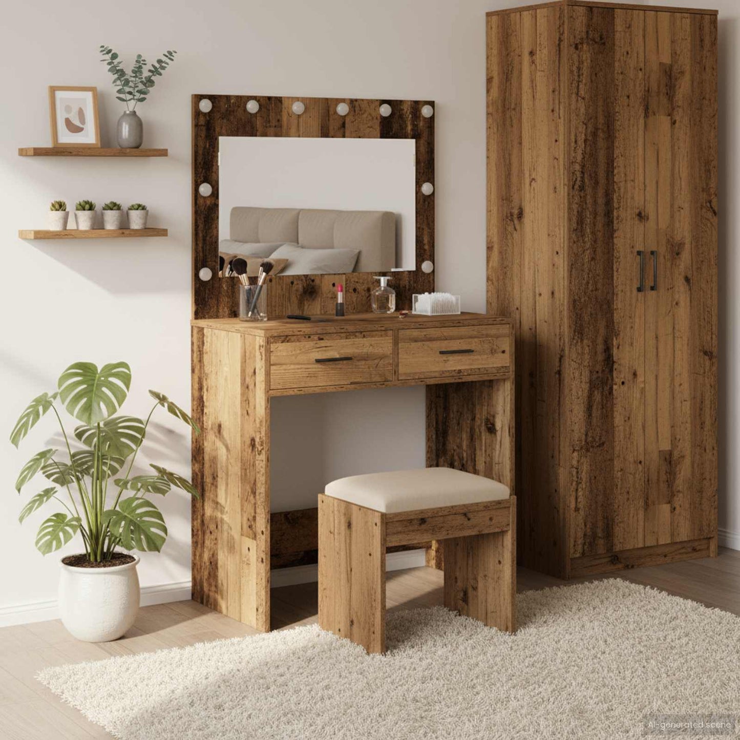 Tavolo da Trucco con cassetto Legno vecchio 78,5 x 41 x 135 cm