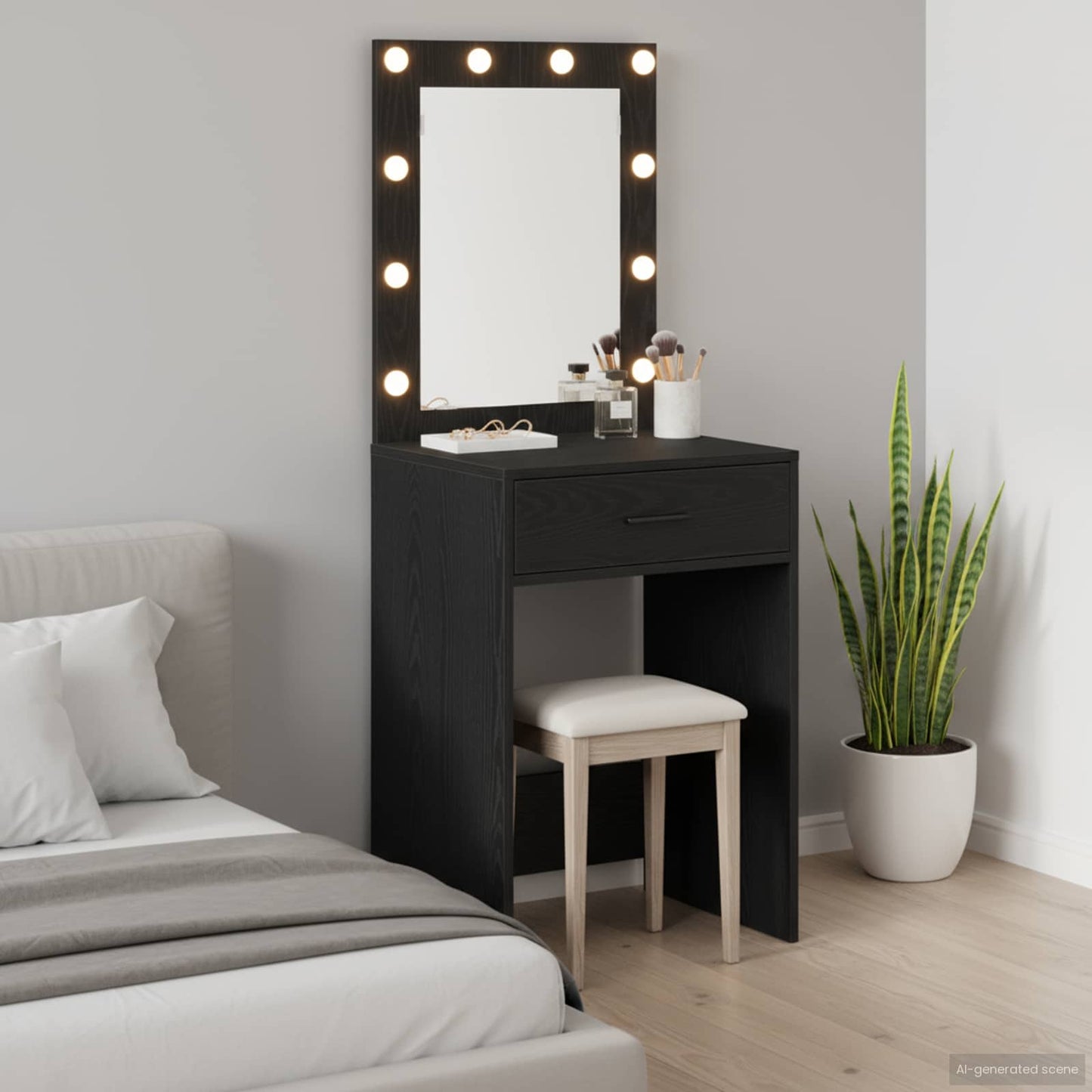 Tavolo da Trucco Rovere Nero 50 x 41 x 135 cm Legno multistrato