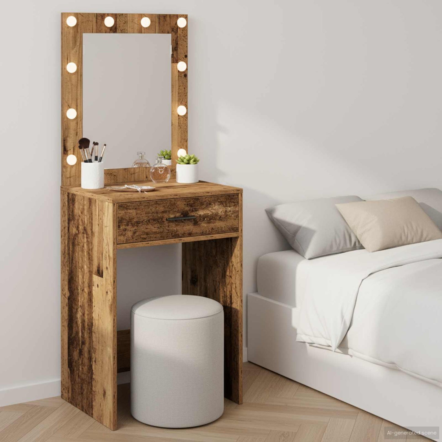 Tavolo da Trucco con cassetto Legno vecchio 50 x 41 x 135 cm