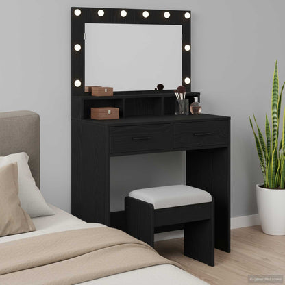 Tavolo da Trucco Rovere Nero 79 x 41 x 135 cm Legno multistrato
