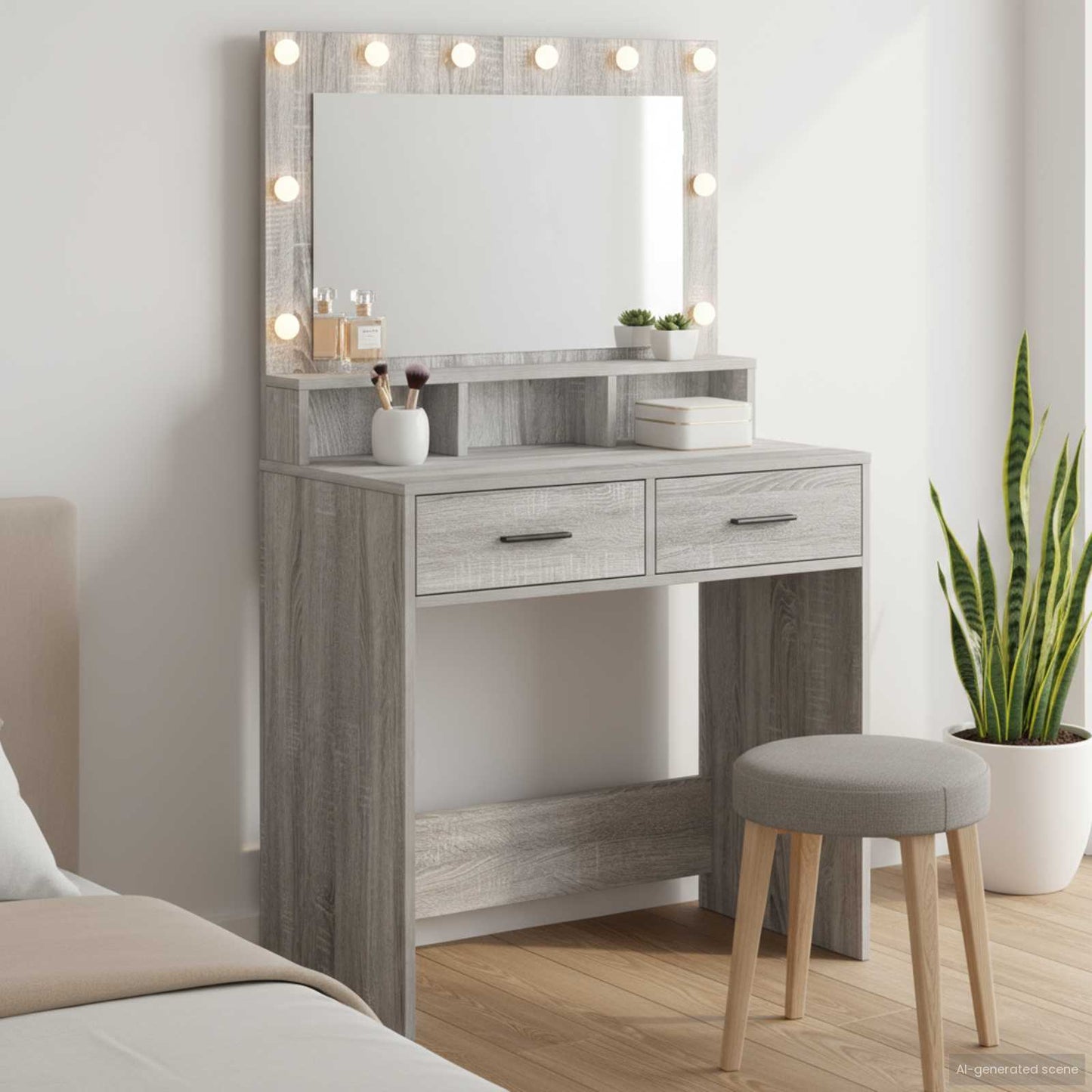 Tavolo da Trucco con cassetto Grigio Sonoma 79 x 41 x 135 cm