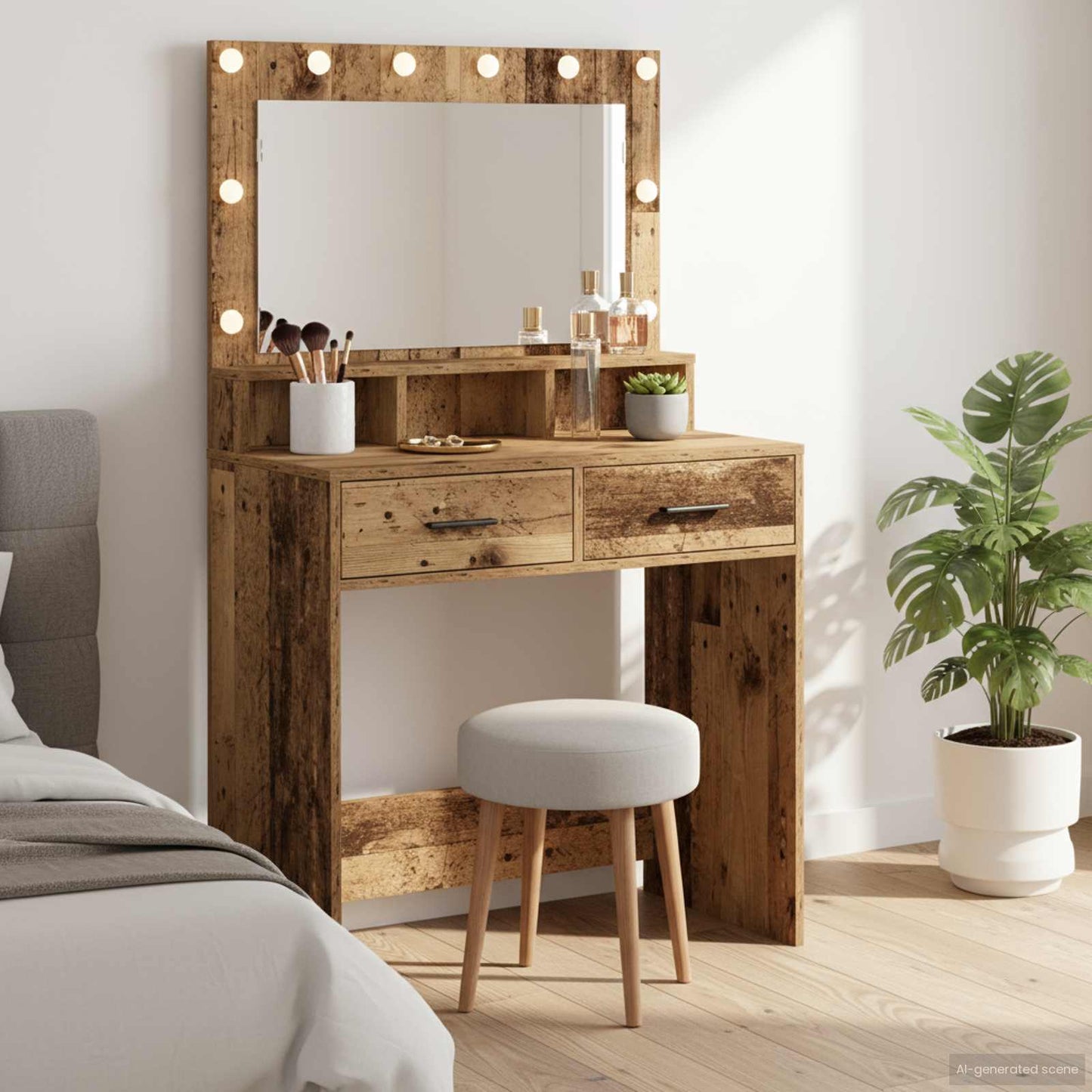 Tavolo da Trucco con cassetto Legno vecchio 79 x 41 x 135 cm