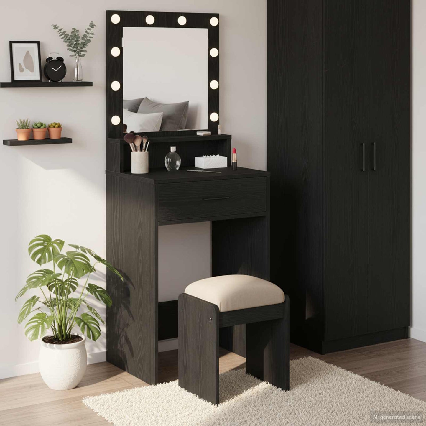 Tavolo da Trucco Rovere Nero 50 x 41 x 135 cm Legno multistrato