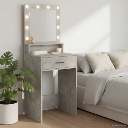 Tavolo da Trucco con cassetto Grigio cemento 50 x 41 x 135 cm