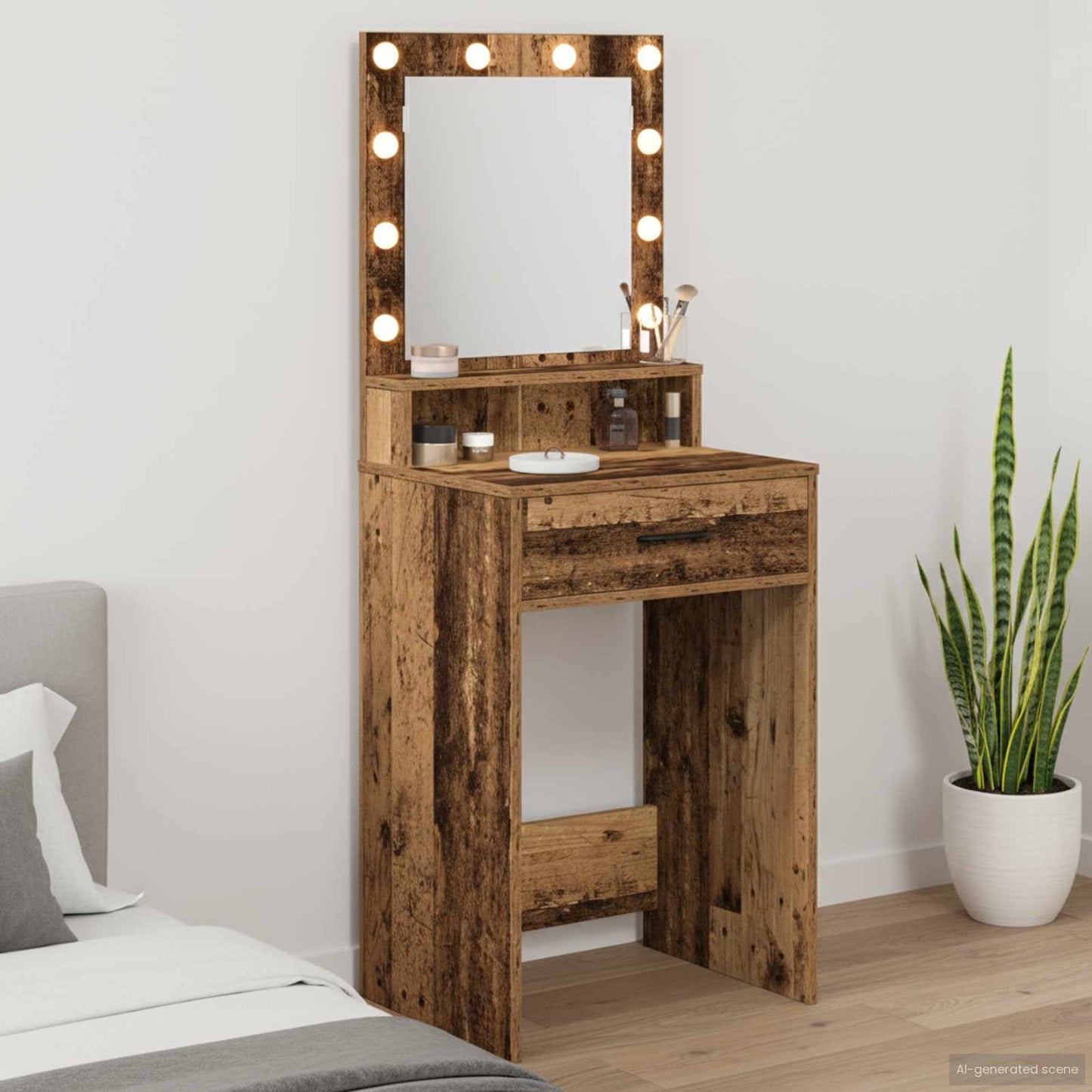 Tavolo da Trucco con cassetto Legno vecchio 50 x 41 x 135 cm