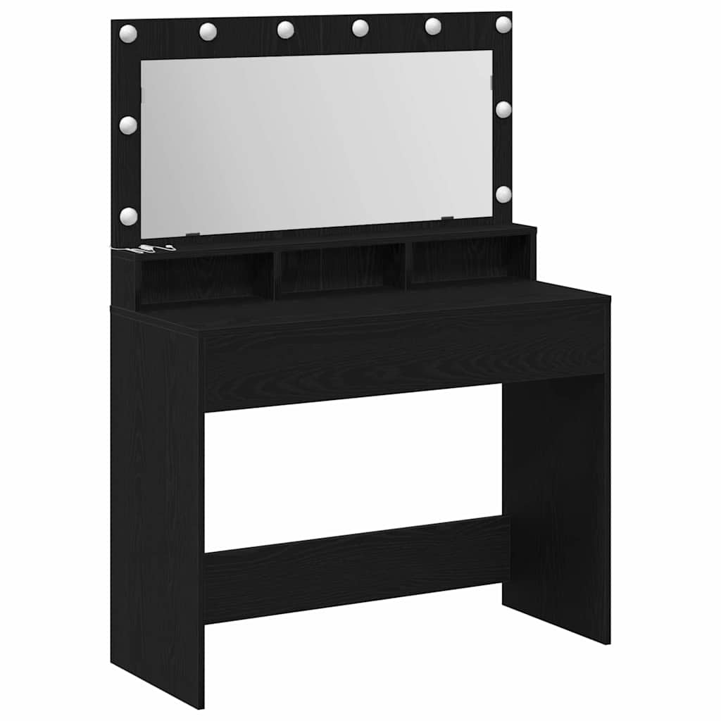 Tavolo da Trucco con lo scaffale Rovere Nero 100 x 41 x 135 cm