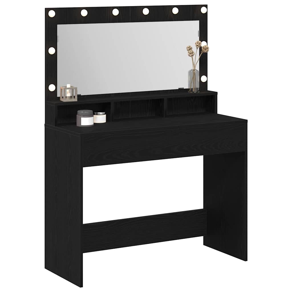 Tavolo da Trucco con lo scaffale Rovere Nero 100 x 41 x 135 cm