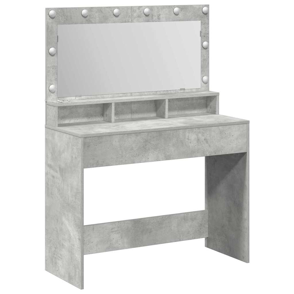 Tavolo da Trucco con specchio Grigio cemento 100 x 41 x 135 cm