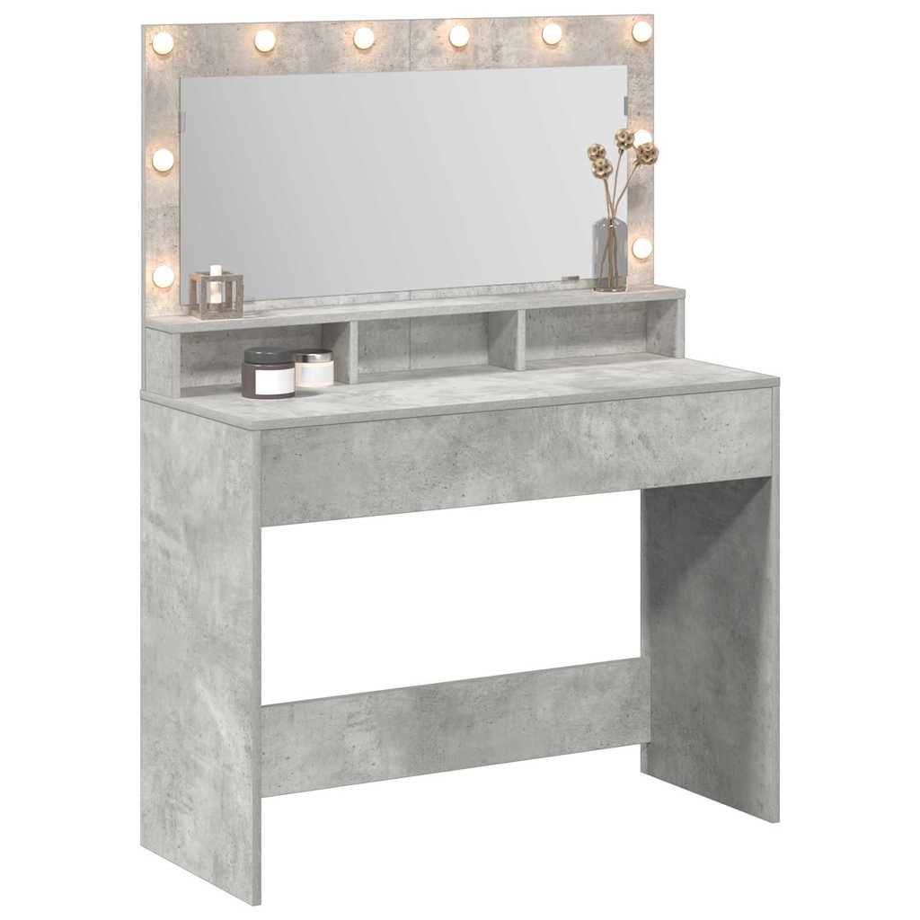 Tavolo da Trucco con specchio Grigio cemento 100 x 41 x 135 cm