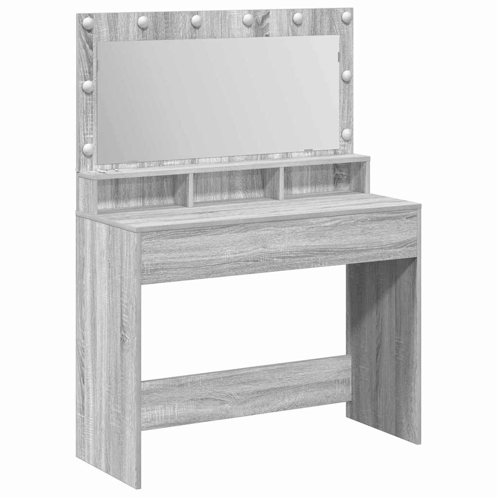 Tavolo da Trucco con specchio Grigio Sonoma 100 x 41 x 135 cm