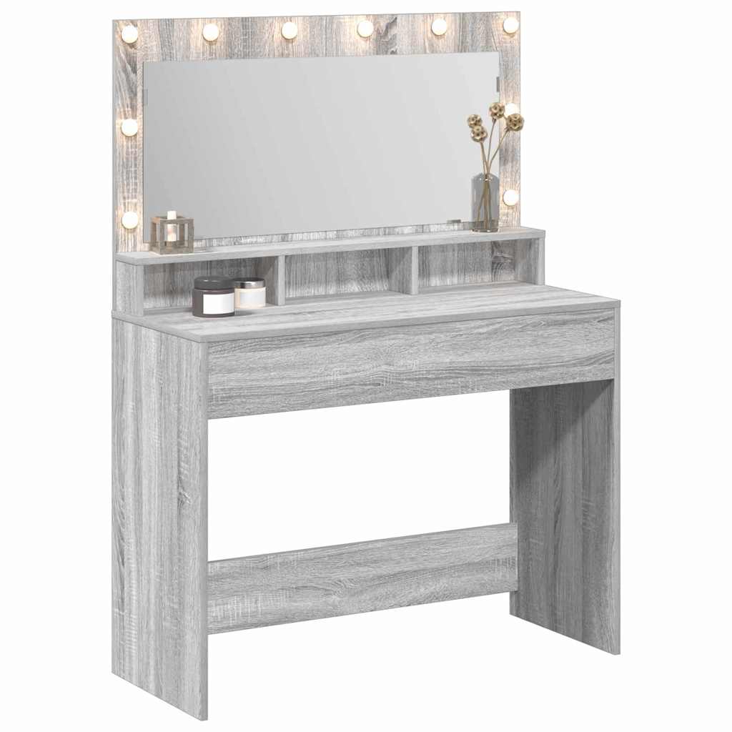 Tavolo da Trucco con specchio Grigio Sonoma 100 x 41 x 135 cm