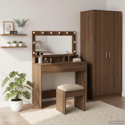 Tavolo da Trucco con specchio Rovere Marrone 100 x 41 x 135 cm