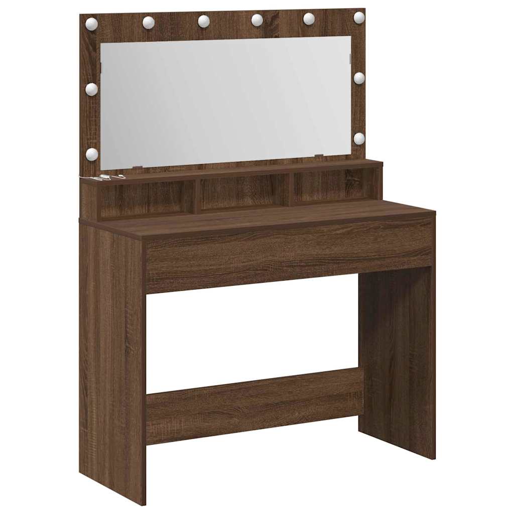 Tavolo da Trucco con specchio Rovere Marrone 100 x 41 x 135 cm