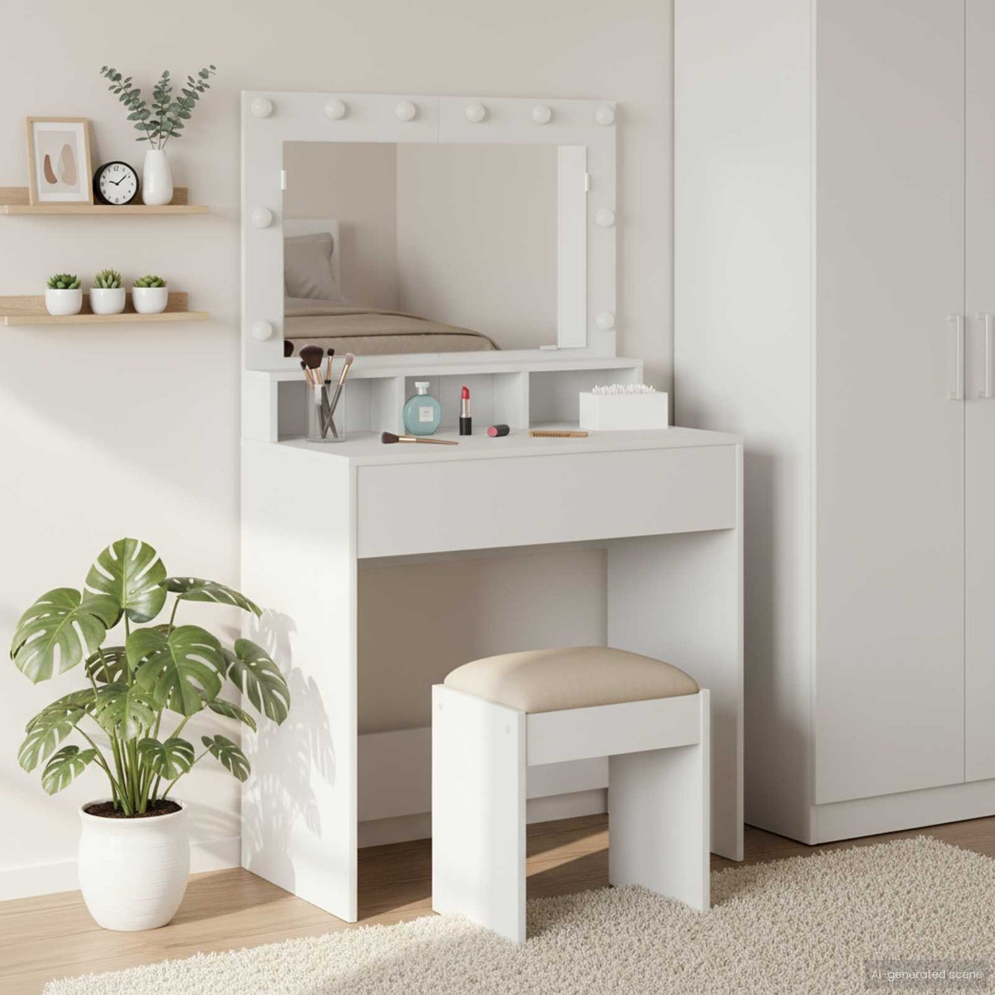 Tavolo da Trucco Bianco 75,5 x 41 x 135 cm Legno multistrato