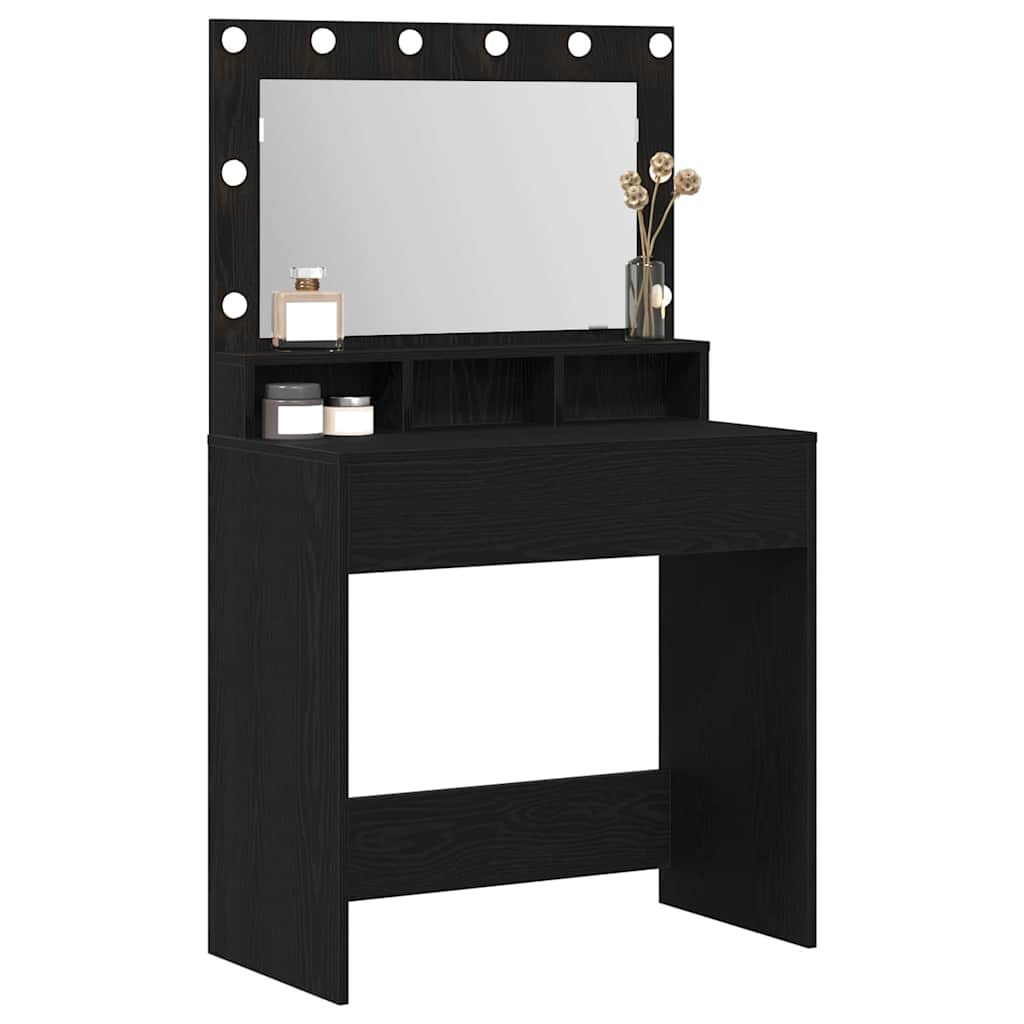 Tavolo da Trucco con lo scaffale Rovere Nero 75,5 x 41 x 135 cm