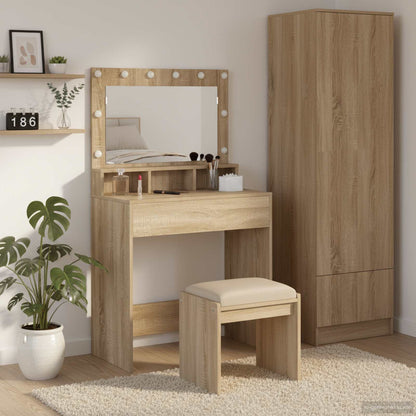 Tavolo da Trucco con specchio Rovere Sonoma 75,5 x 41 x 135 cm