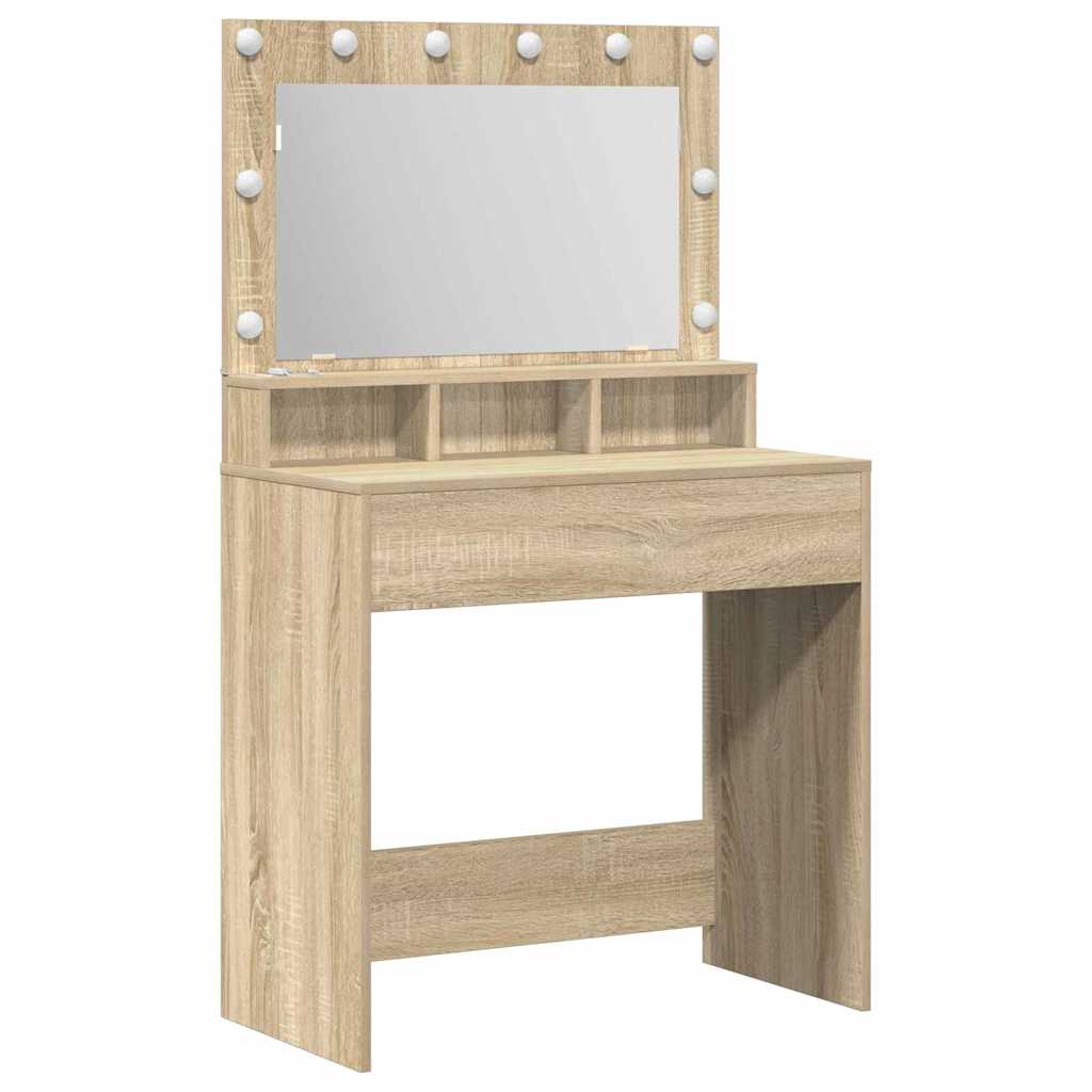 Tavolo da Trucco con specchio Rovere Sonoma 75,5 x 41 x 135 cm
