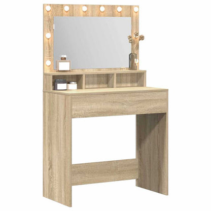 Tavolo da Trucco con specchio Rovere Sonoma 75,5 x 41 x 135 cm