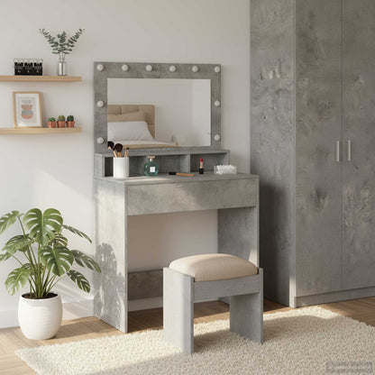 Tavolo da Trucco con specchio Grigio cemento 75,5 x 41 x 135 cm