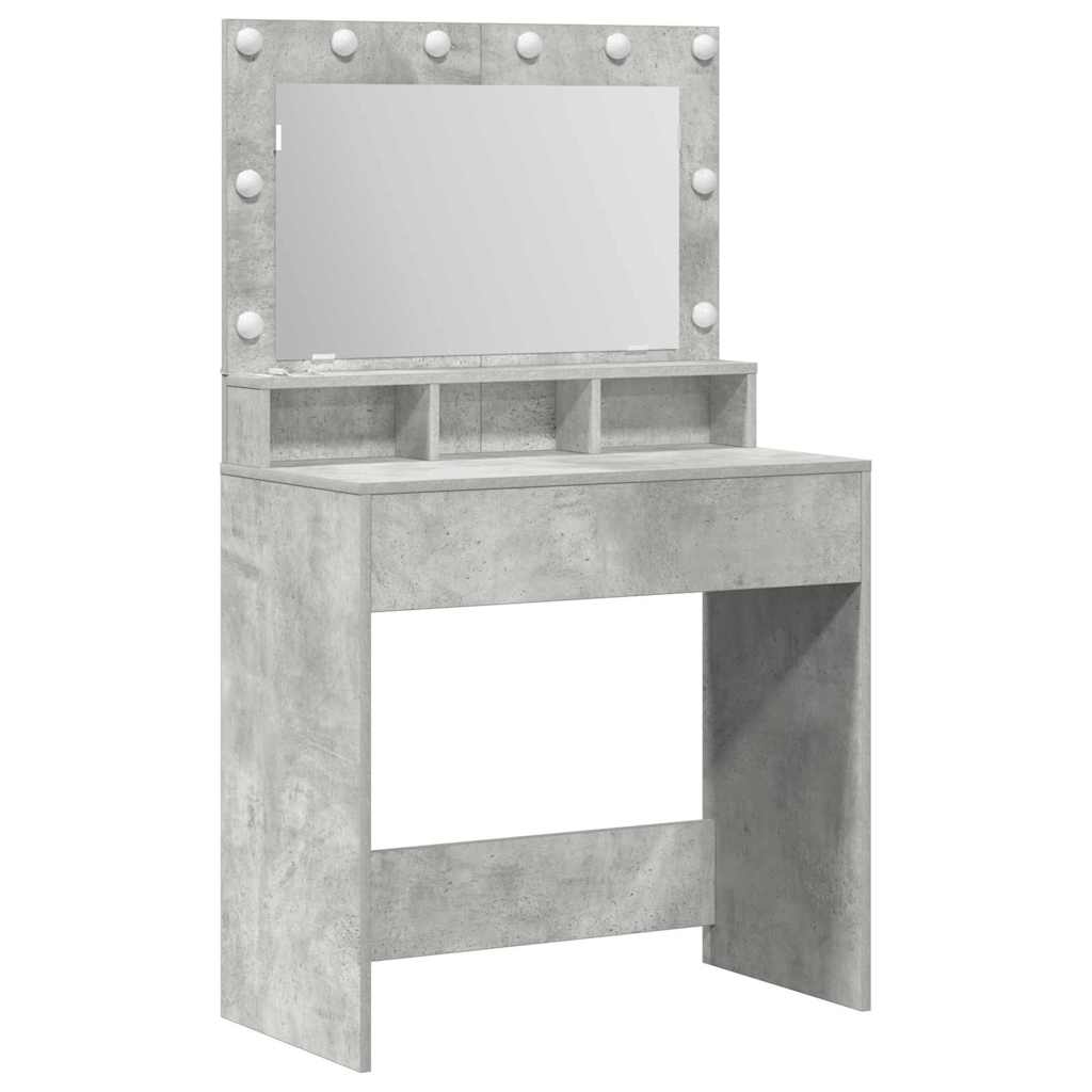 Tavolo da Trucco con specchio Grigio cemento 75,5 x 41 x 135 cm