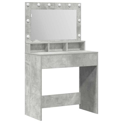Tavolo da Trucco con specchio Grigio cemento 75,5 x 41 x 135 cm
