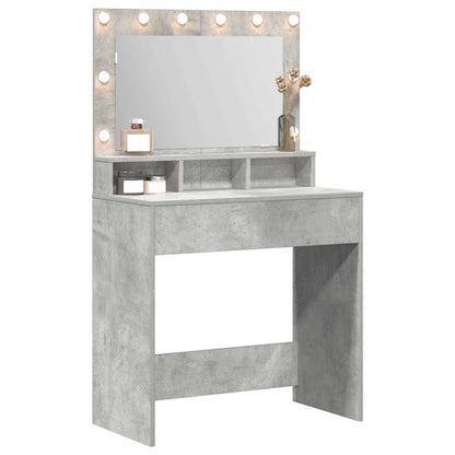 Tavolo da Trucco con specchio Grigio cemento 75,5 x 41 x 135 cm