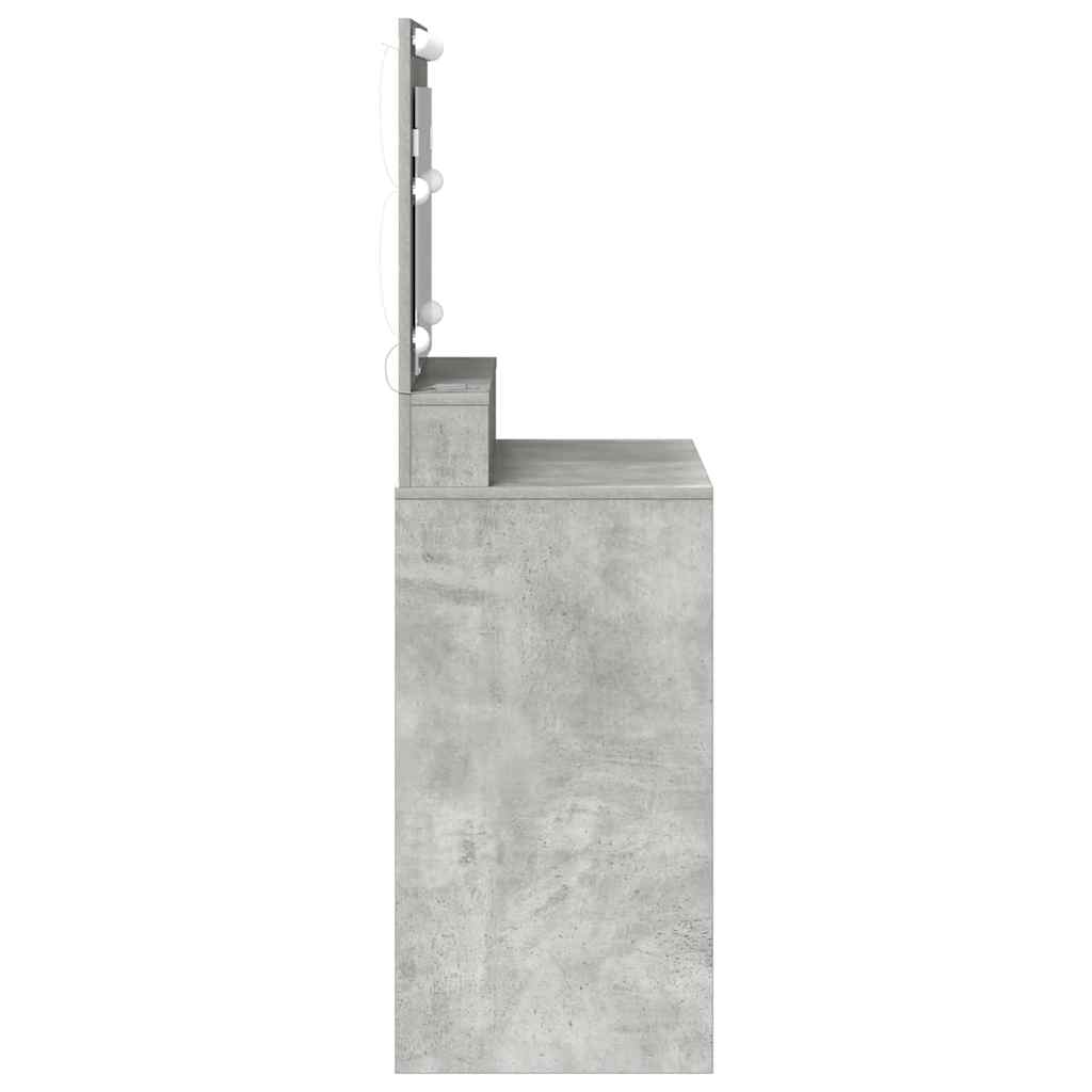 Tavolo da Trucco con specchio Grigio cemento 75,5 x 41 x 135 cm