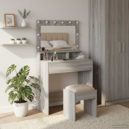 Tavolo da Trucco con specchio Grigio Sonoma 75,5 x 41 x 135 cm