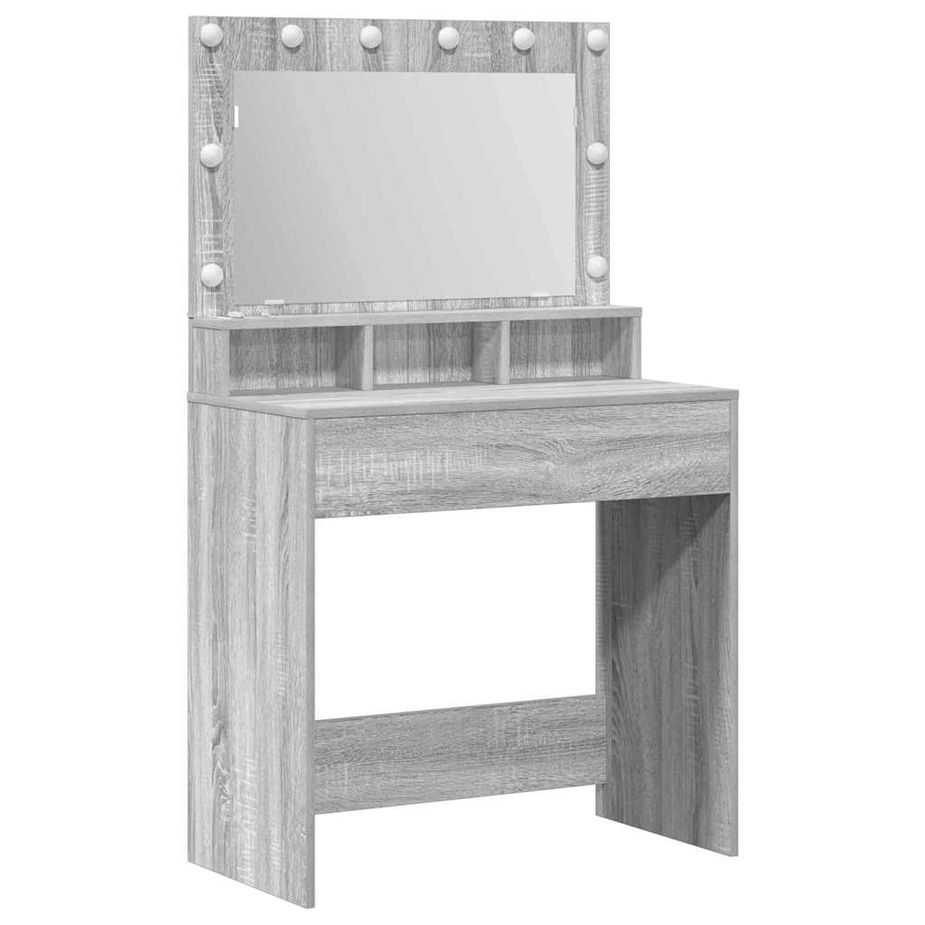 Tavolo da Trucco con specchio Grigio Sonoma 75,5 x 41 x 135 cm