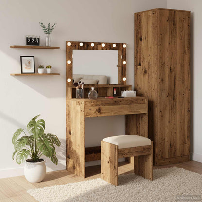 Tavolo da Trucco con specchio Legno vecchio 75,5 x 41 x 135 cm