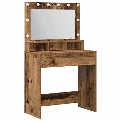 Tavolo da Trucco con specchio Legno vecchio 75,5 x 41 x 135 cm