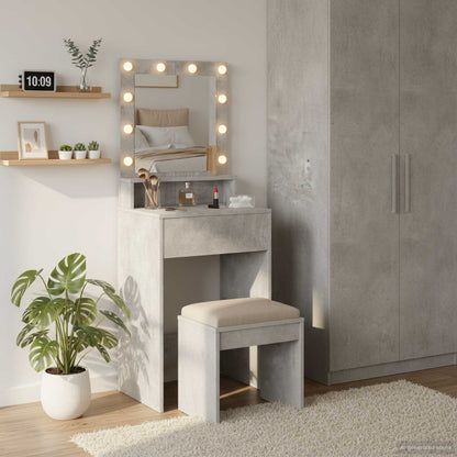 Tavolo da Trucco con specchio Grigio cemento 50 x 41 x 135 cm