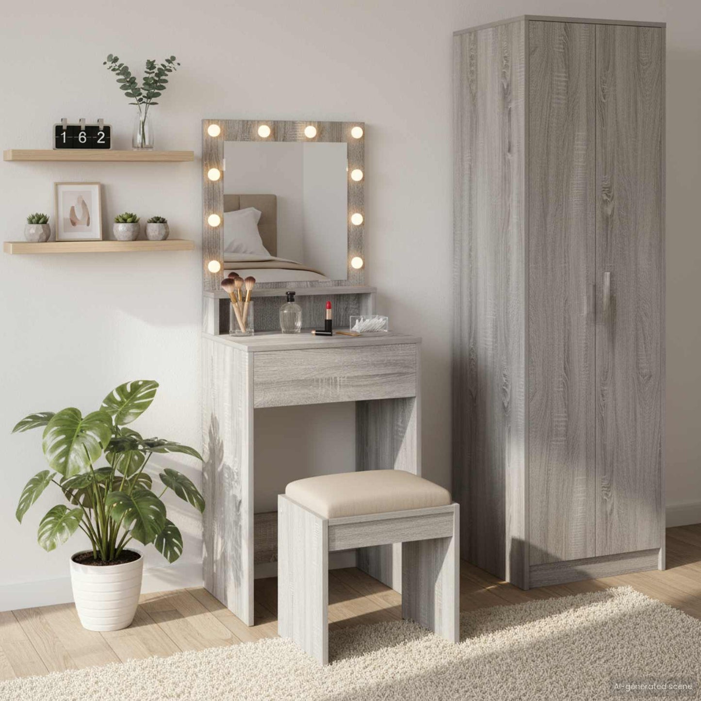 Tavolo da Trucco con lo scaffale Grigio Sonoma 50 x 41 x 135 cm