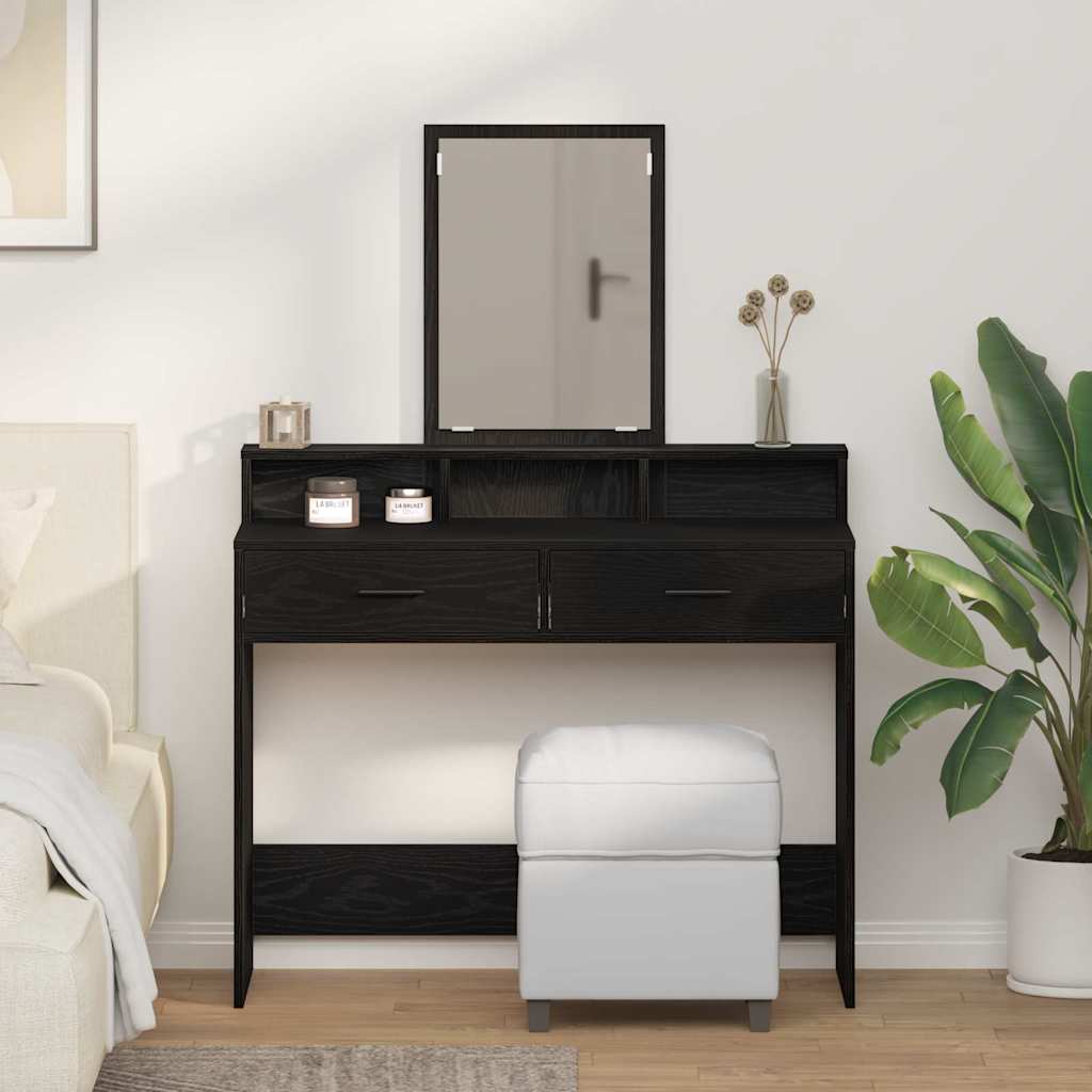Tavolo da Trucco con cassetto Rovere Nero 100 x 41 x 140 cm