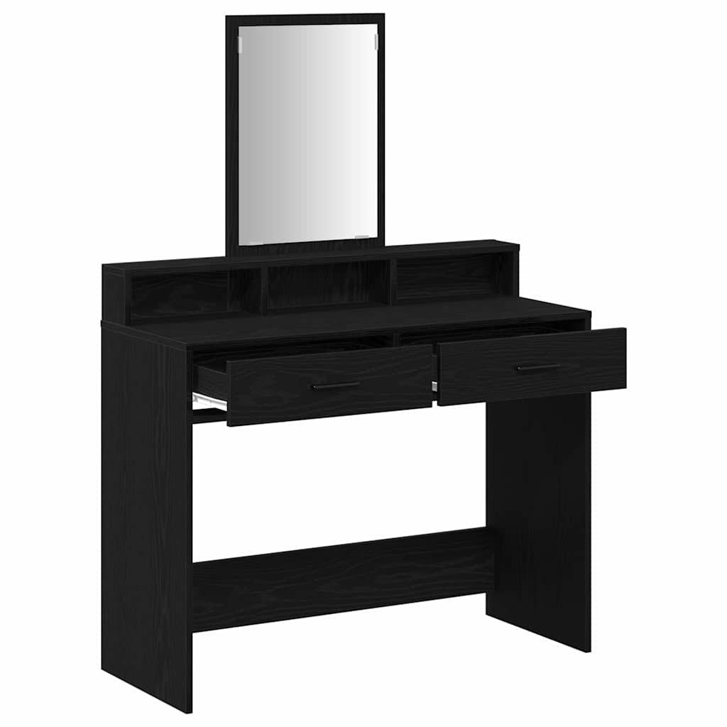Tavolo da Trucco con cassetto Rovere Nero 100 x 41 x 140 cm